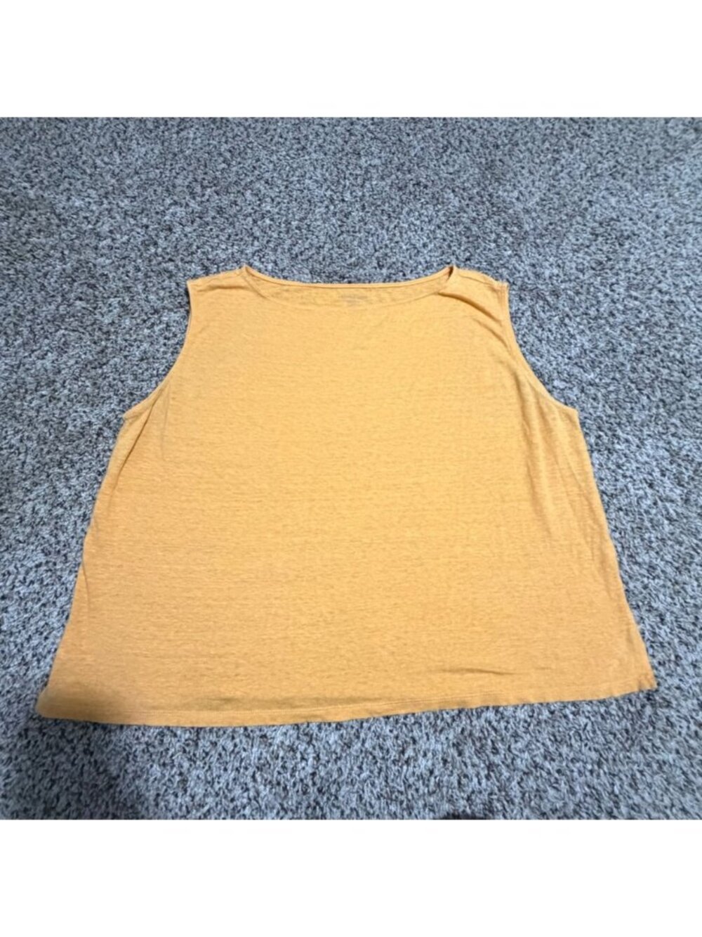 Eileen Fisher Womens Marigold Yellow 100% Organic Linen Sleeveless Top Large
